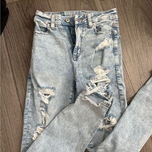 American Eagle Outfitters Light Blue Distressed Skinny Jeans